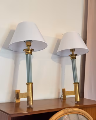 Set Coppia Lampade Applique Anni 70 Ottone