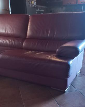 Divano a due posti in pelle bordeaux