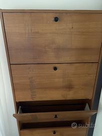 Scarpiera in legno a 4 ribalte