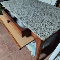 tavolo cucina vintage con piano in granito antico 