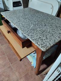 tavolo cucina vintage con piano in granito antico 