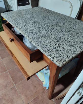tavolo cucina vintage con piano in granito antico 