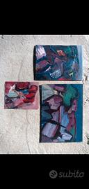 trittico di dipinti Adriano tuninetto astratto