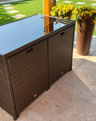 Set Mobili da Giardino in Rattan con Cuscini