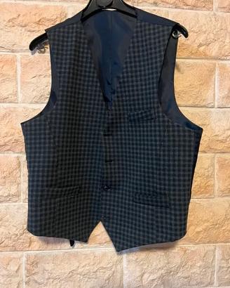 Gilet uomo L Made in Italy micro-check blu scuro