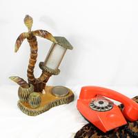 Lampada da tavolo in Legno Vintage con set da fumo