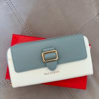 Portafoglio bianco e azzurro da donna con zip