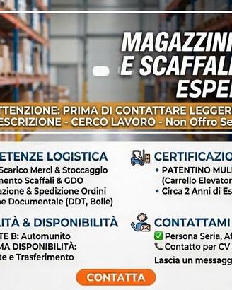 magazziniere scaffalista carrellista  add. conf.