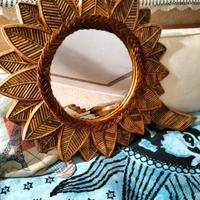specchio girasole in giunco 