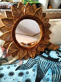 specchio girasole in giunco 