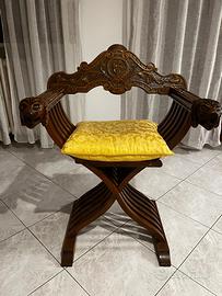 Sedia Savonarola in legno anni 50