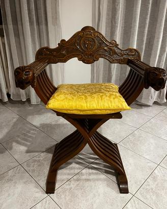 Sedia Savonarola in legno anni 50