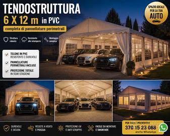 TENDONE GAZEBO 12 X 6M in PVC FINESTRATO COMPLETO 