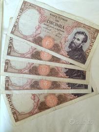 Lire Diecimila Michelangelo 5 banconote 