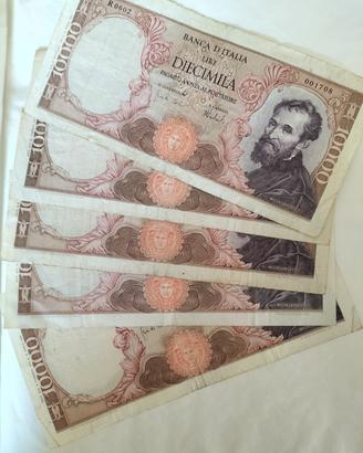 Lire Diecimila Michelangelo 5 banconote 