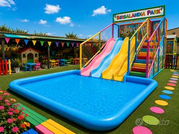 Scivoli Gonfiabili con Piscina, Gioco Acquatico