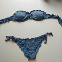 Bikini costume brand Bkini blu con lurex brillanti