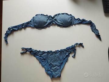 Bikini costume brand Bkini blu con lurex brillanti
