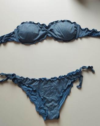 Bikini costume brand Bkini blu con lurex brillanti