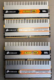 4 banchi RAM Corsair DDR2 800 MHz xms2-6400