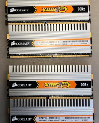 4 banchi RAM Corsair DDR2 800 MHz xms2-6400