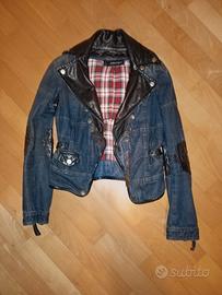 giubbino disquared in jeans/pelle