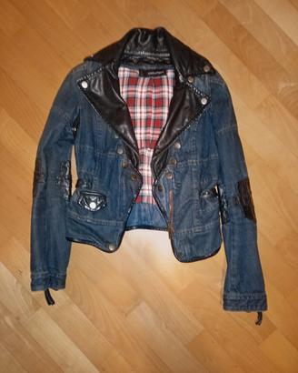 giubbino disquared in jeans/pelle