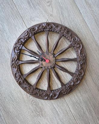 Ruota Orologio da parete in legno dal design rusti