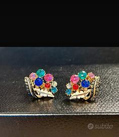 Orecchini a clips con pietre colorate