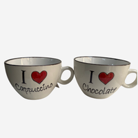Coppia di tazze in ceramica bianco 450 ml