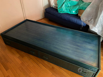 Letto singolo/divano in legno e midollino