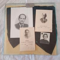Raro quadro memoriale con tela nera ritratti foto