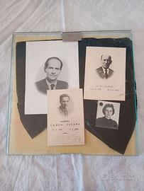 Raro quadro memoriale con tela nera ritratti foto