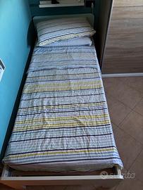 Struttura letto singolo bianco con rete a doghe