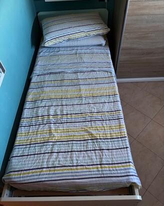 Struttura letto singolo bianco con rete a doghe
