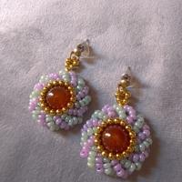 Orecchini Rotondi Pietre Corniola Rossa 