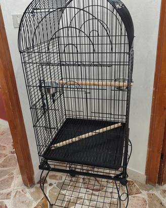 gabbia per pappagalli con supporto e ruote