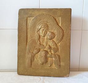 Icona muraria targa parete in terracotta a rilievo