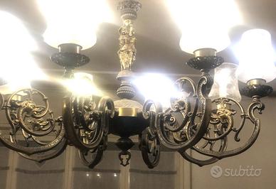 Lampadario bronzo da sala con 4 applicchi