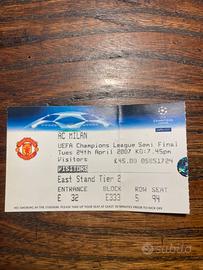 Biglietto Manchester United- Milan 2007.