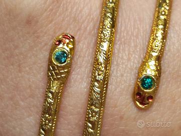 Braccialetto donna placcato oro vintage serpente 