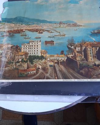 Stampa Antica colorata lucida Golfo di Genova