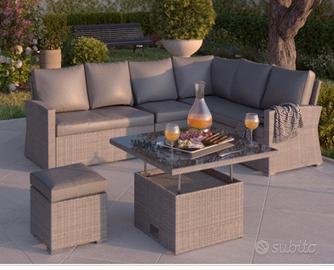 tavolo naterial davos in rattan e vetro