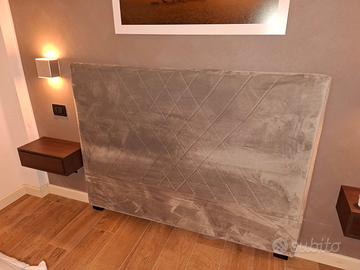 Testiera letto matrimoniale velluto Argento 