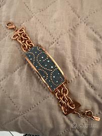 Bracciale donna fantasia denim e strass