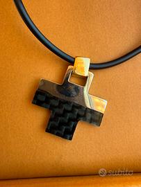 Collana Croce Comete Gioielli 18Kt e Carbonio