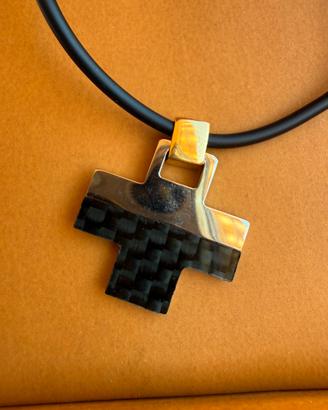 Collana Croce Comete Gioielli 18Kt e Carbonio