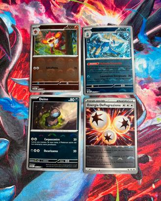 Set 4 carte Pokémon pokeball fuoco bianco ita