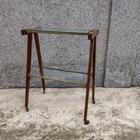 Mobiletto TV vintage anni ’50 in legno, vetro 