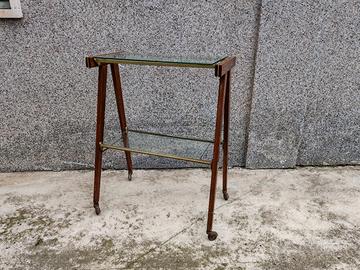 Mobiletto TV vintage anni ’50 in legno, vetro 